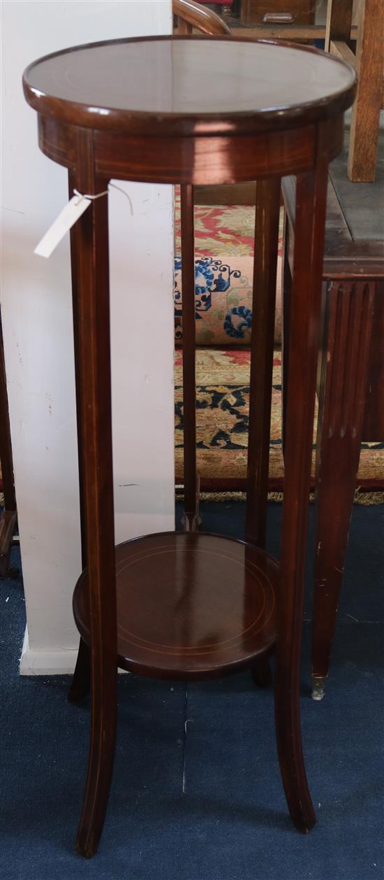 An inlaid mahogany jardiniere stand, H.100cm